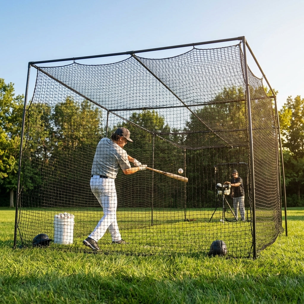 Baseball Batting Cage Net with Galvanized Steel Connectors