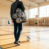 Football carry bag with 12 footballs, durable mesh