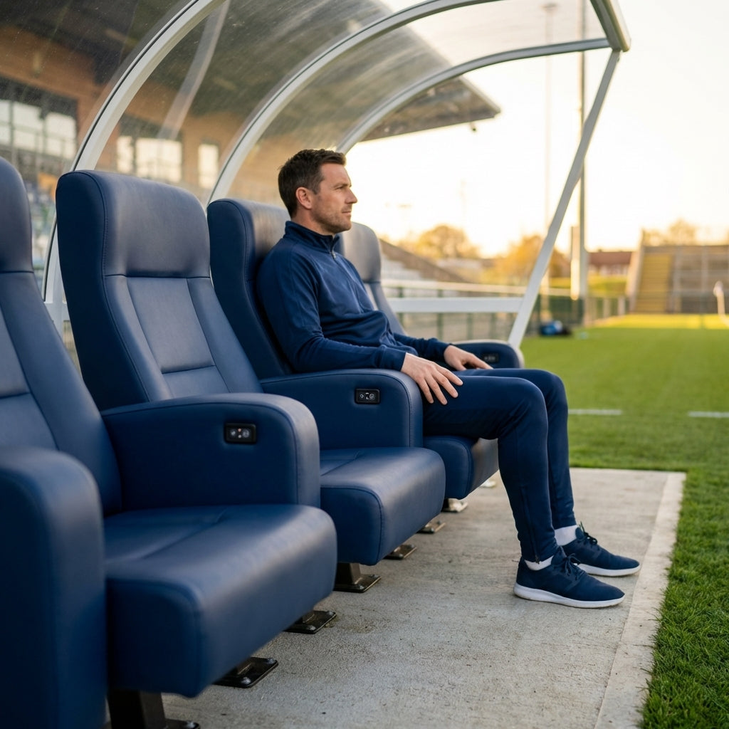 Luxury stadium seats with customisable marine vinyl and rustproof steel frame