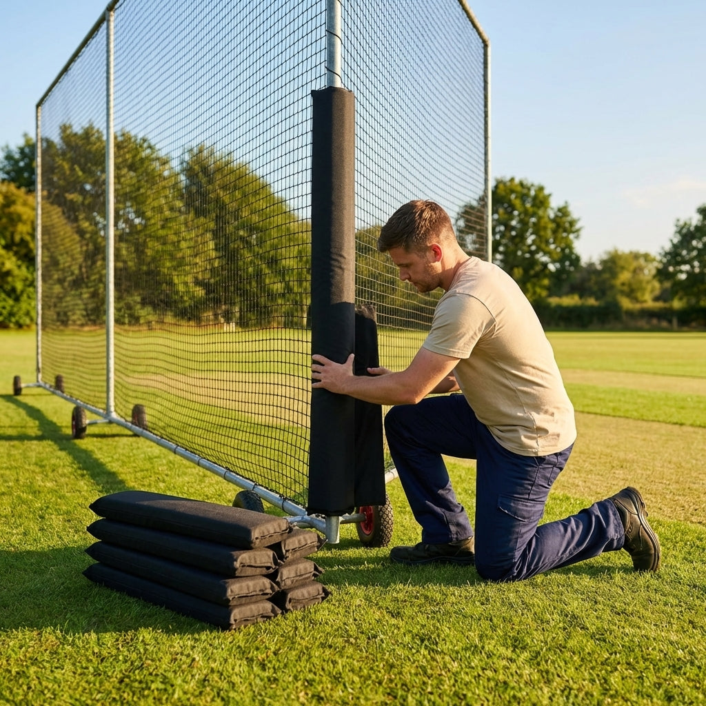 Black cricket cage protective pads with foam lining