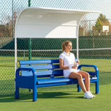 Aluminium tennis court bench in green for tournament use