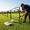 Football pitch barrier made of galvanised steel for club grounds