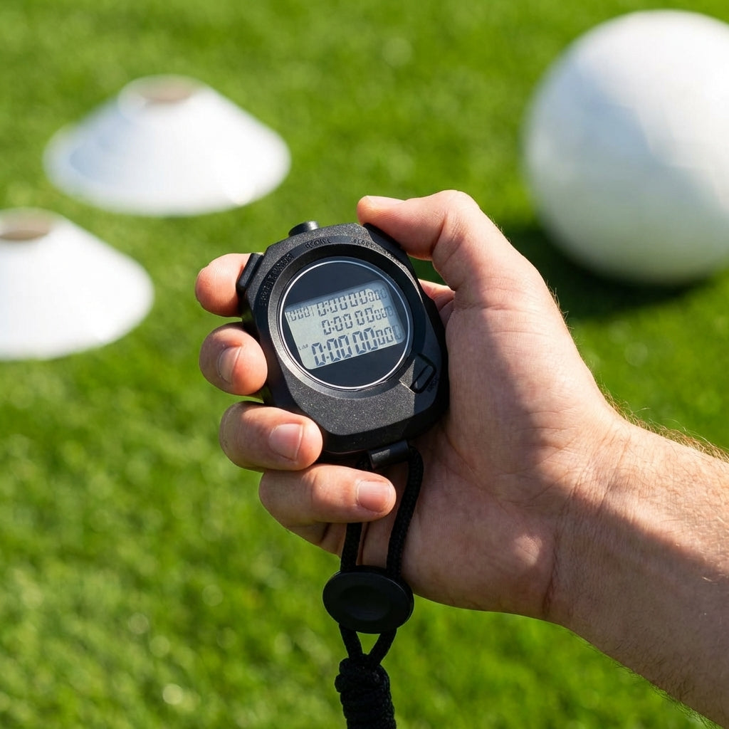 Professional water-resistant stopwatch with triple-row LCD display