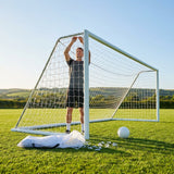 Football goal nets 18.5ft x 6.5ft in white HDPE for clubs