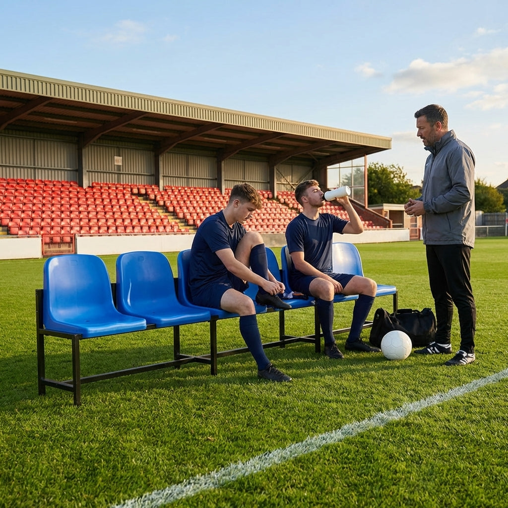 Aluminium sports bench with HDPE seats for indoor and outdoor use