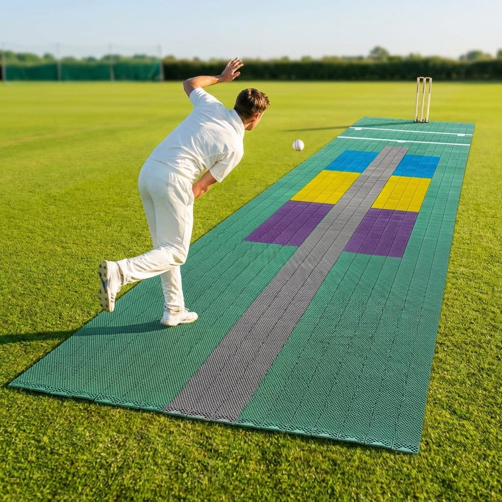 Cricket matting with coloured zones, ideal for training