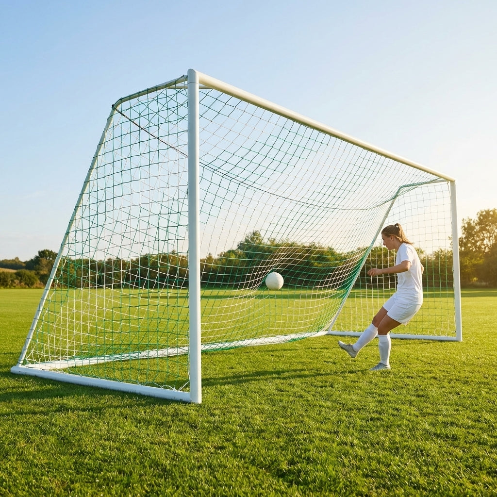 Football goal nets 24 x 8 ft, durable HDPE for clubs and schools