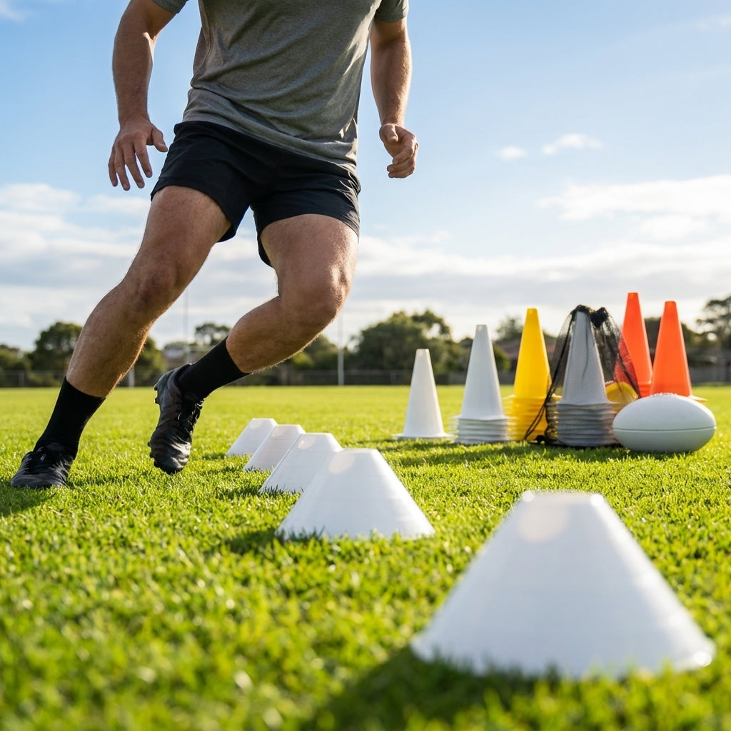 Vibrant training marker cones in fluro colours for sports drills