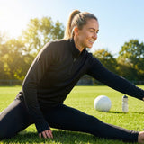 Women's tracksuit top in polyester with quarter zip and stand-up collar