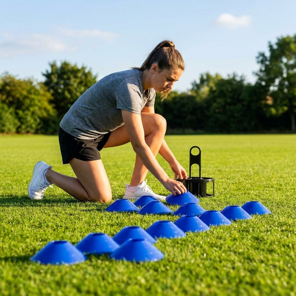 Multi-coloured basketball training marker cones