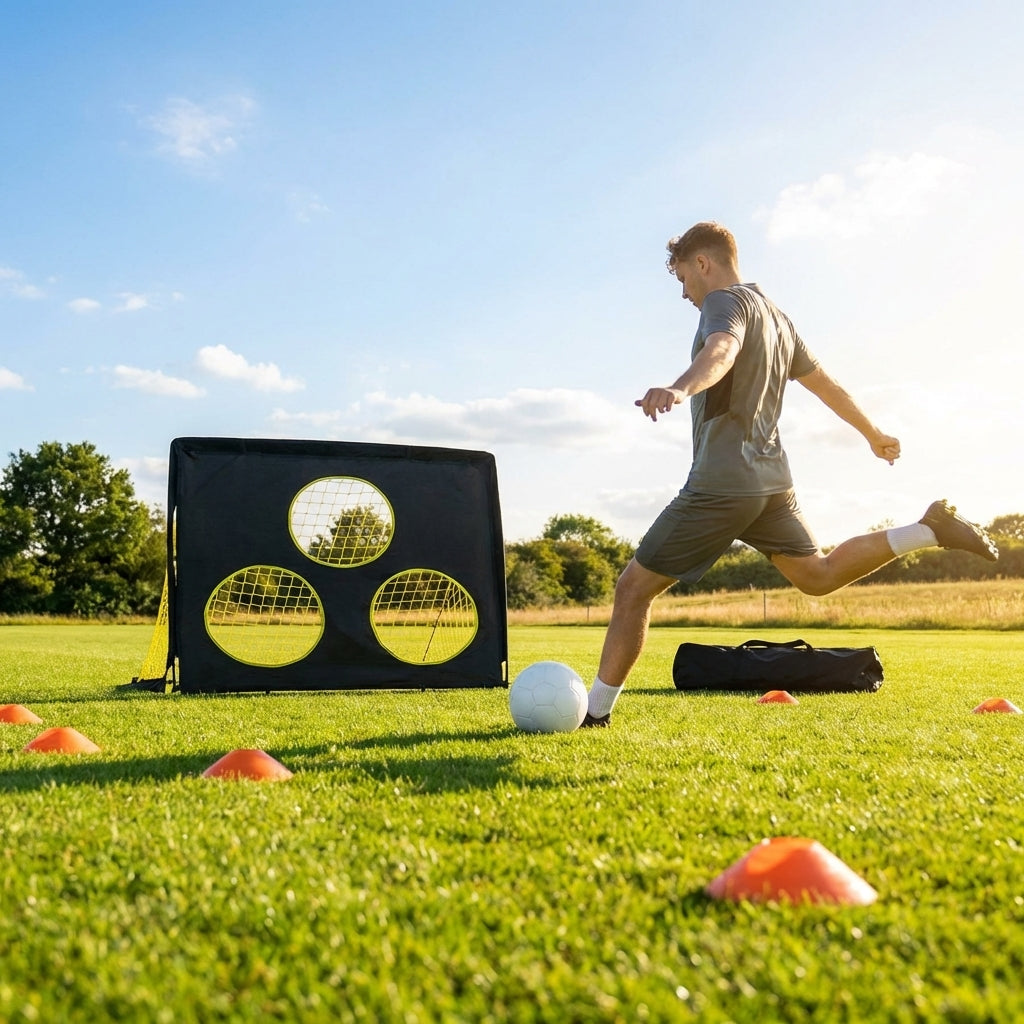 Football target sheets for square pop-up goals, multiple sizes