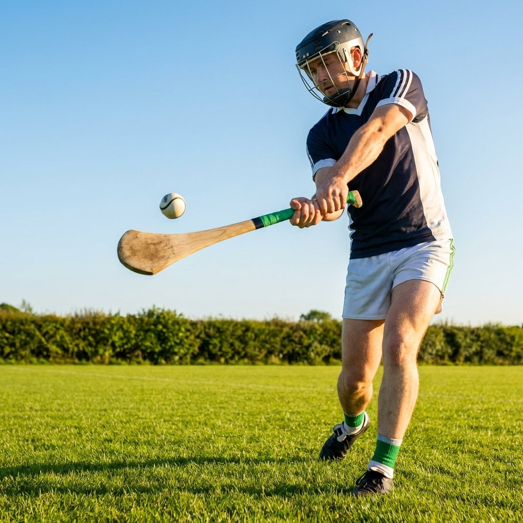 Ash Hurling Stick with custom grip colours, ideal for indoor and outdoor sports