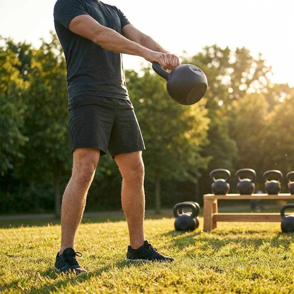 Cast iron kettlebell in various sizes and colours for gym workouts