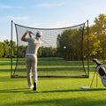 Ball stop netting system with steel posts and HDPP netting