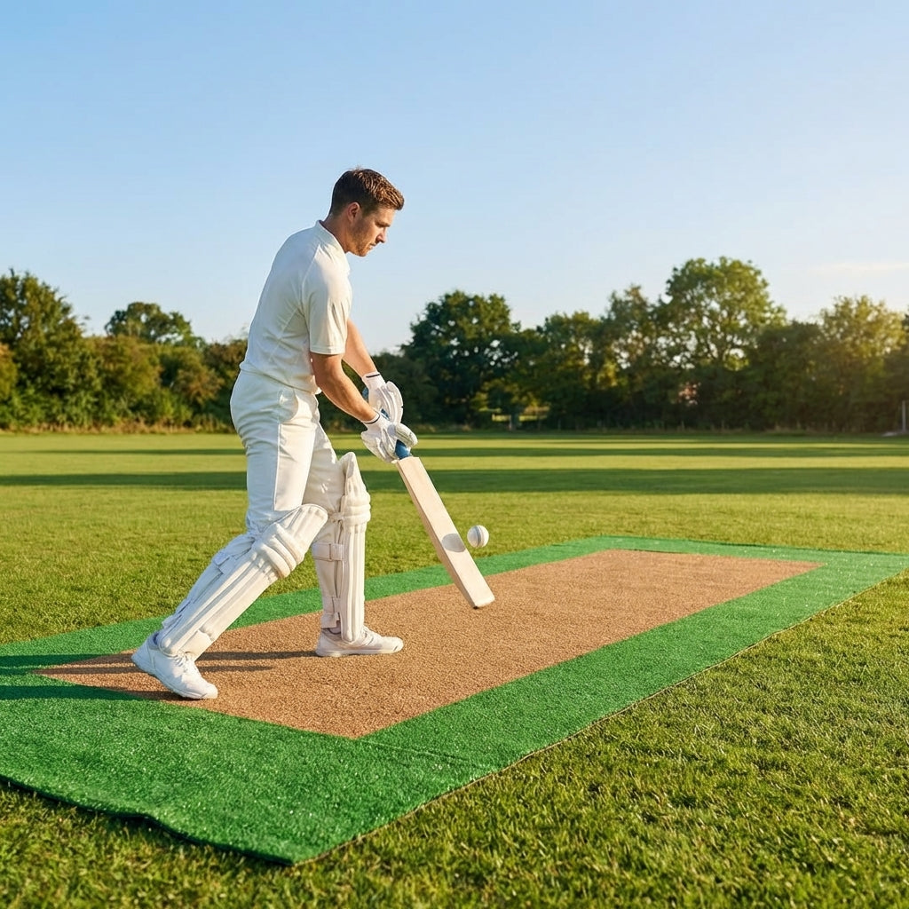 4m wide cricket matting with brown wicket and green surround