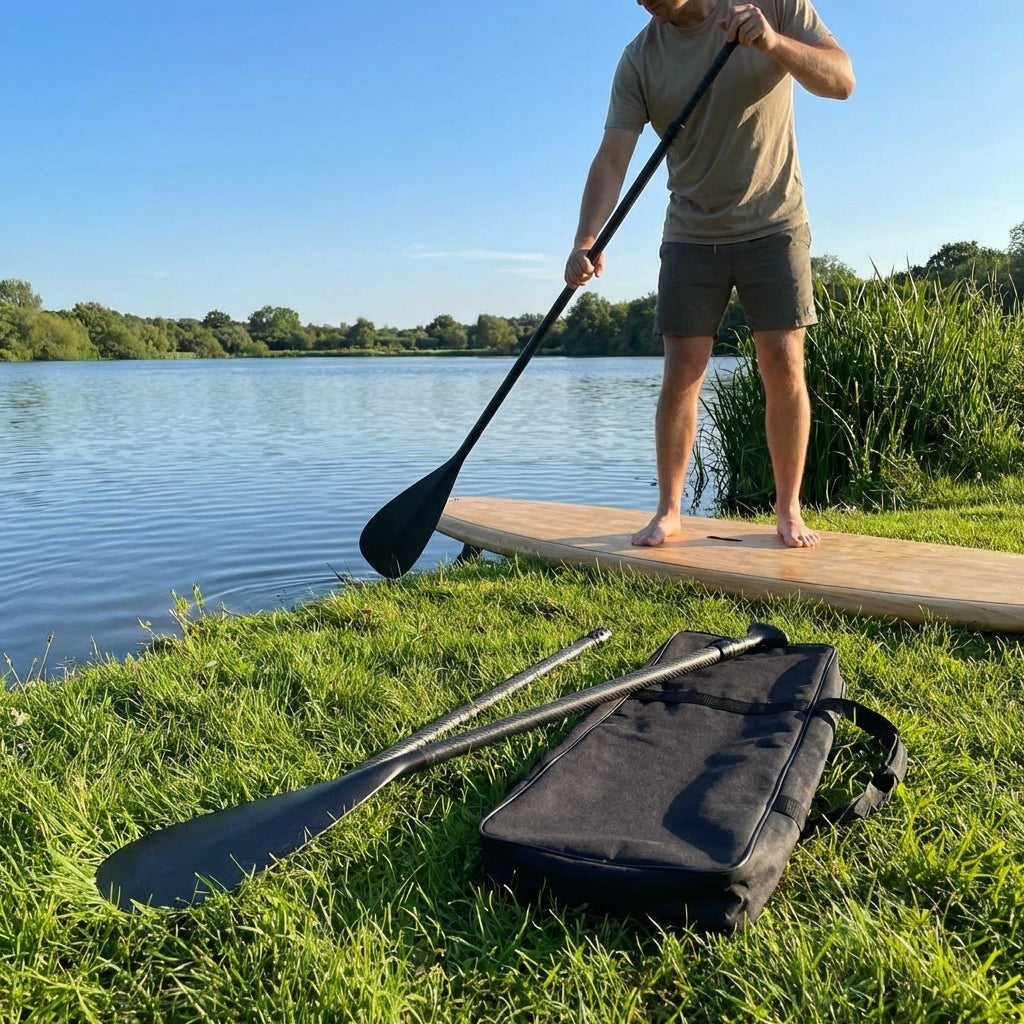 Adjustable paddle board paddles for water sports in aluminium and carbon fibre