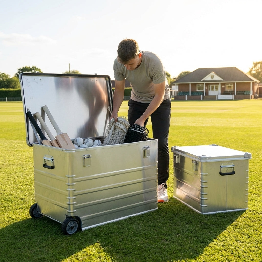 Aluminium storage boxes in various sizes for professional use