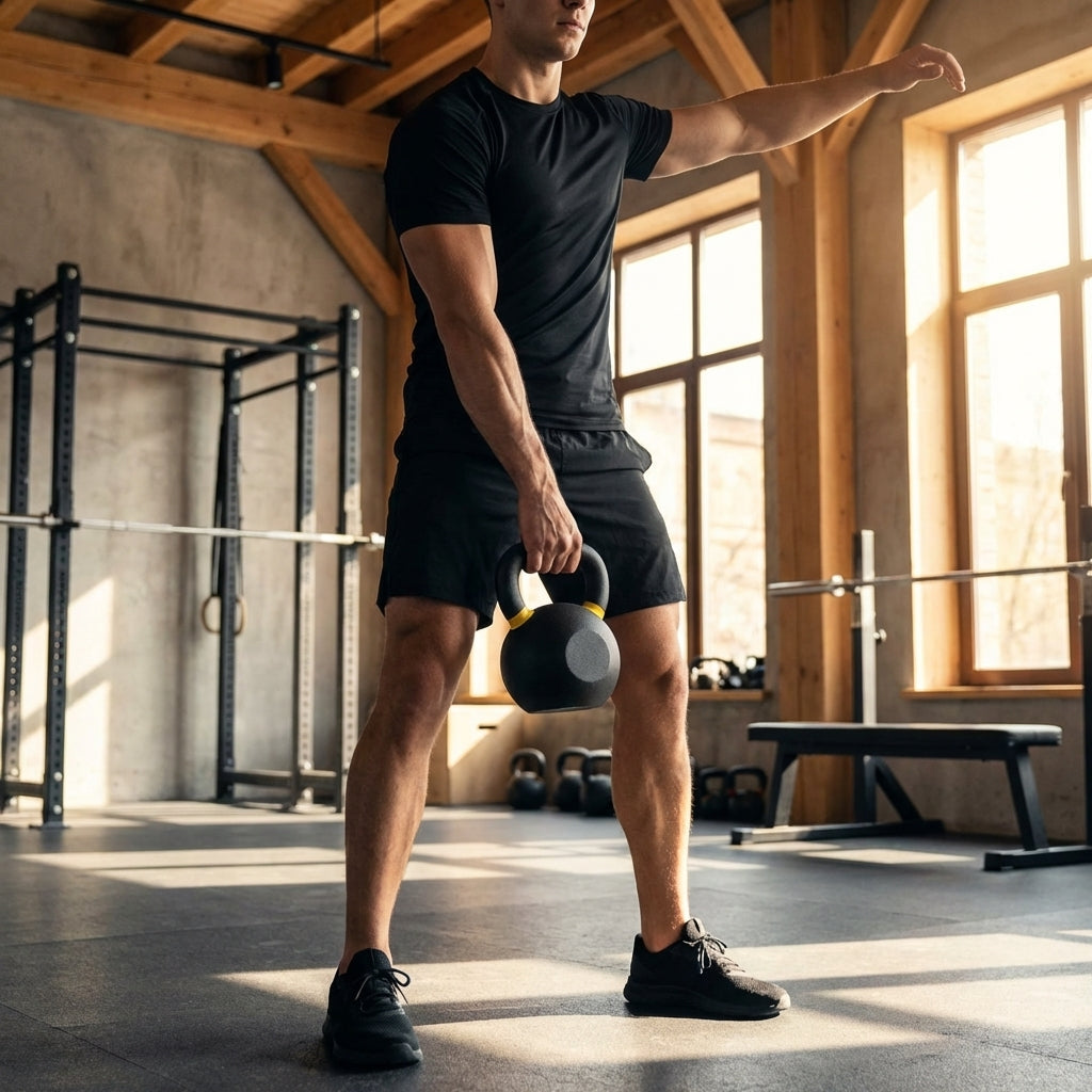 Cast iron kettlebell in various sizes and colours for gym workouts