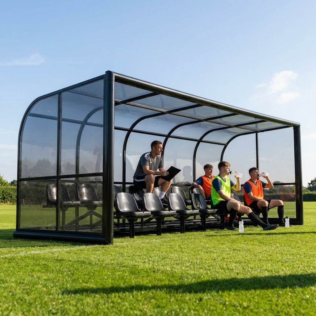 Aluminium team shelter with 16/22 seats for sports venues
