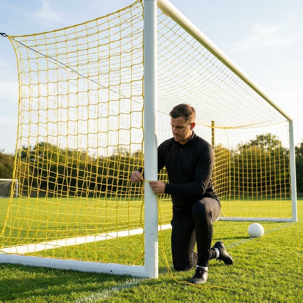 Football goal nets 24 x 8 ft, durable HDPE for clubs and schools