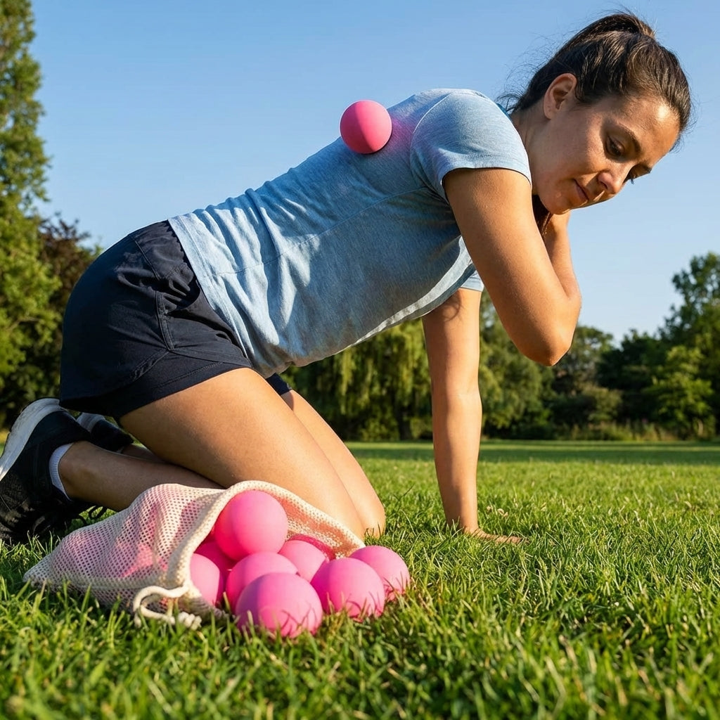 Solid rubber massage ball in various colours for muscle relief