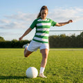 Women's striped football shirts in various colours and sizes