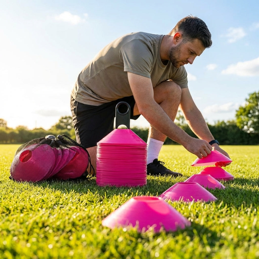 Multi-coloured basketball training marker cones