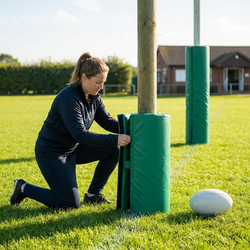 Custom 6ft PVC Rugby Post Protectors in varied colours