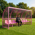 Fixed team shelter with aluminium frame and polycarbonate panels for sports