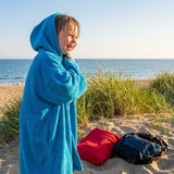 Cotton Towel Poncho in Red, Aqua Blue, and Black for Beach and Pool Use