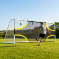 Football goal target sheet with bright yellow banding for training