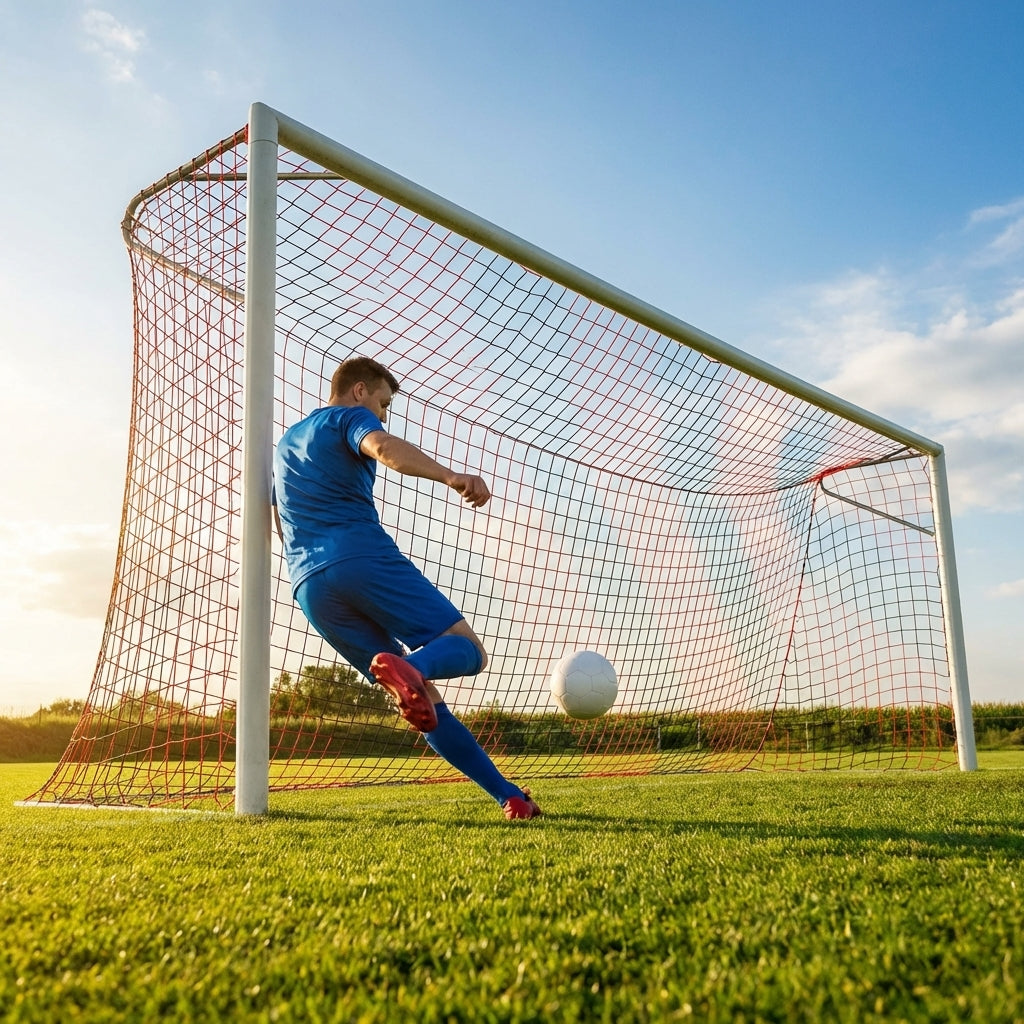 Multi-colour football goal nets for full-size goals