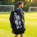 Football carry bag with 12 footballs, durable mesh