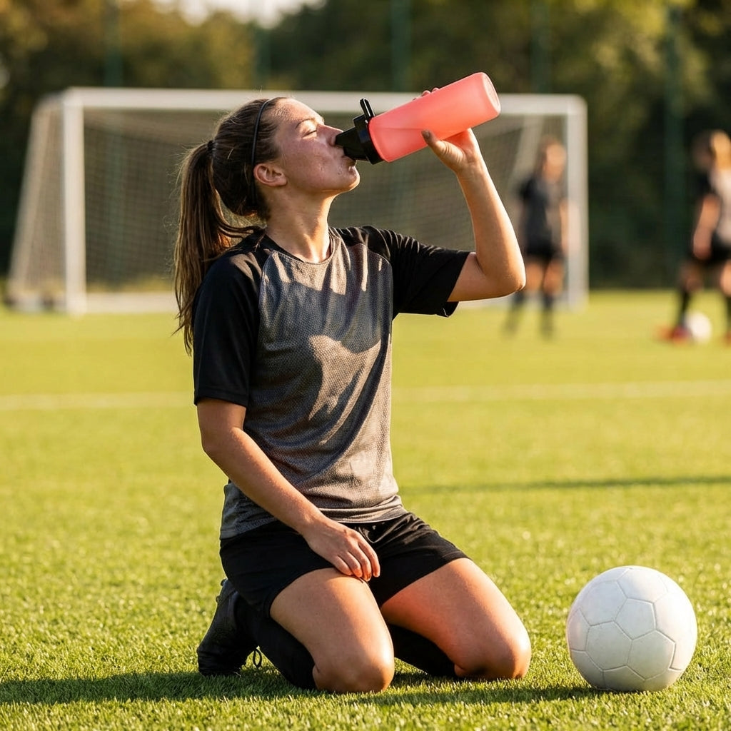 Hygienic water bottle with contactless nozzle for sports use