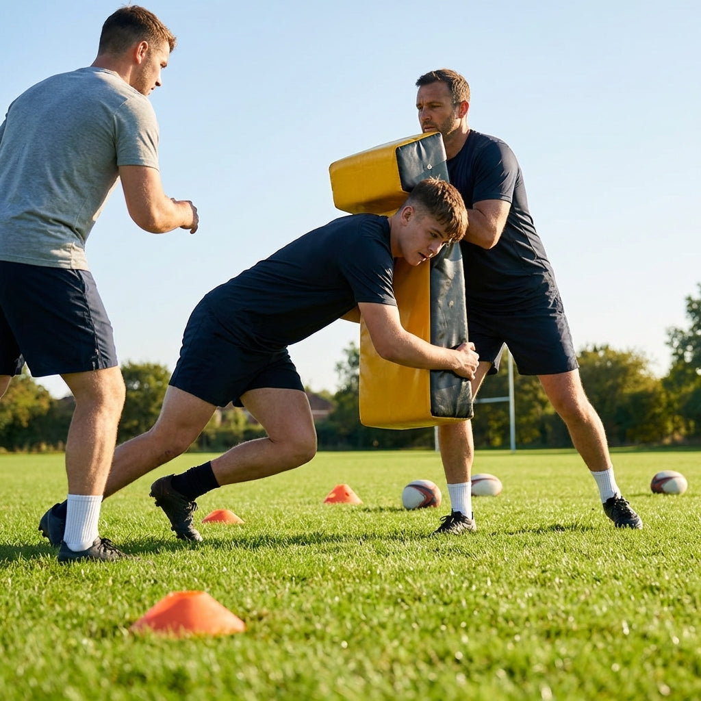 Yellow tackle shield with top wedge for training