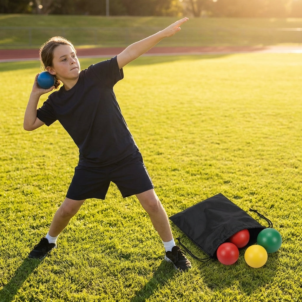 Colourful junior shot put set made from durable PVC