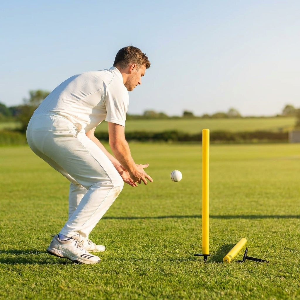 Cricket training stump with ground spike for outdoor practice