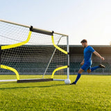Football goal target sheet with bright yellow banding for training