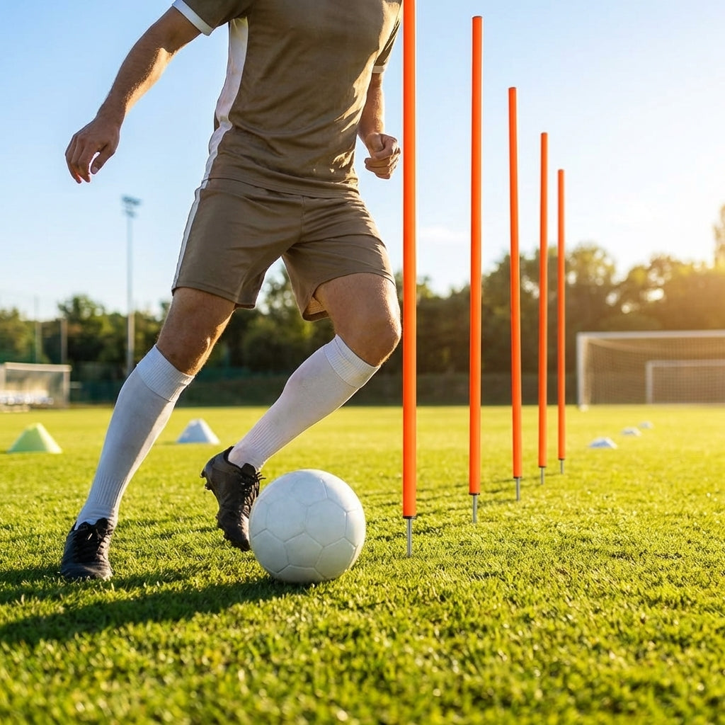Slalom training poles available in 3ft and 6ft, made from shatterproof PVC