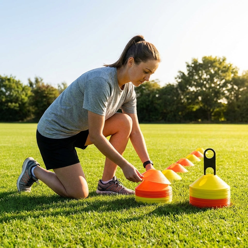 Multi-coloured basketball training marker cones