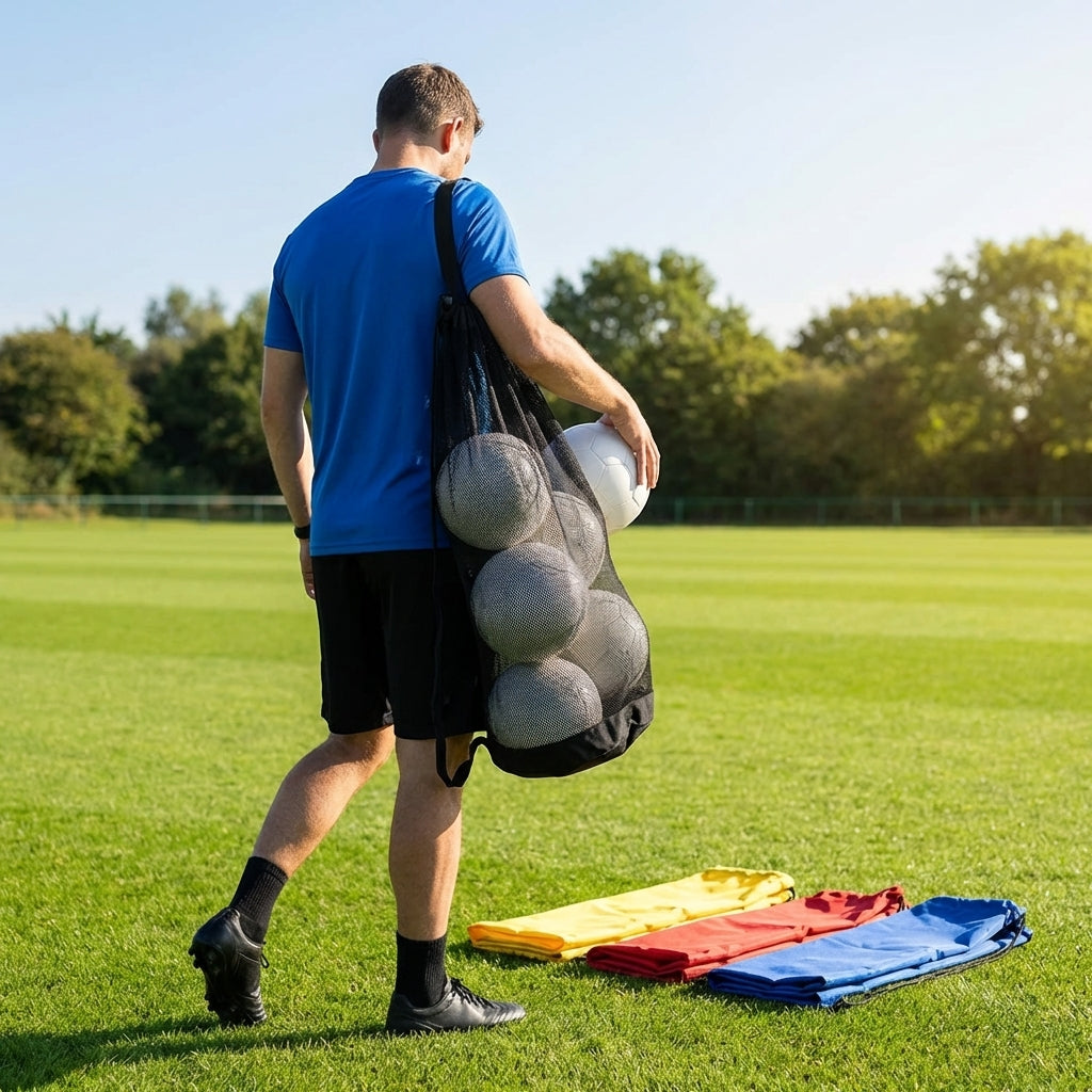 Football Tube Ball Bag in nylon and mesh for training and match use