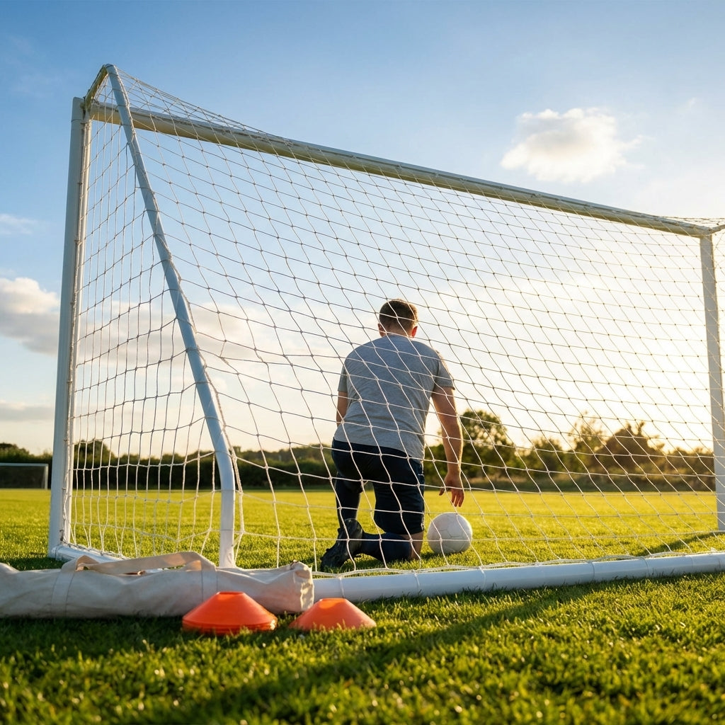 12 x 6ft football goal net made of HDPE for junior goals