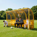 Fixed team shelter with aluminium frame and polycarbonate panels for sports