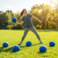 7in cloth dodgeball in red, blue, and yellow/black, perfect for indoor sports