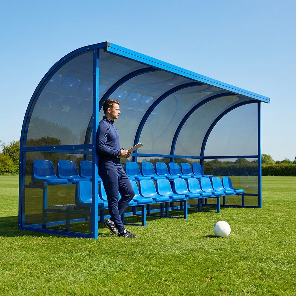 Aluminium team shelter with 16/22 seats for sports venues
