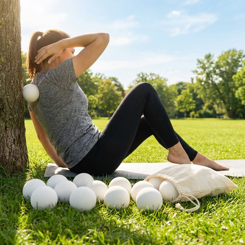 Solid rubber massage ball in various colours for muscle relief