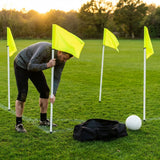 Football corner flag set with bright nylon flags and PVC poles