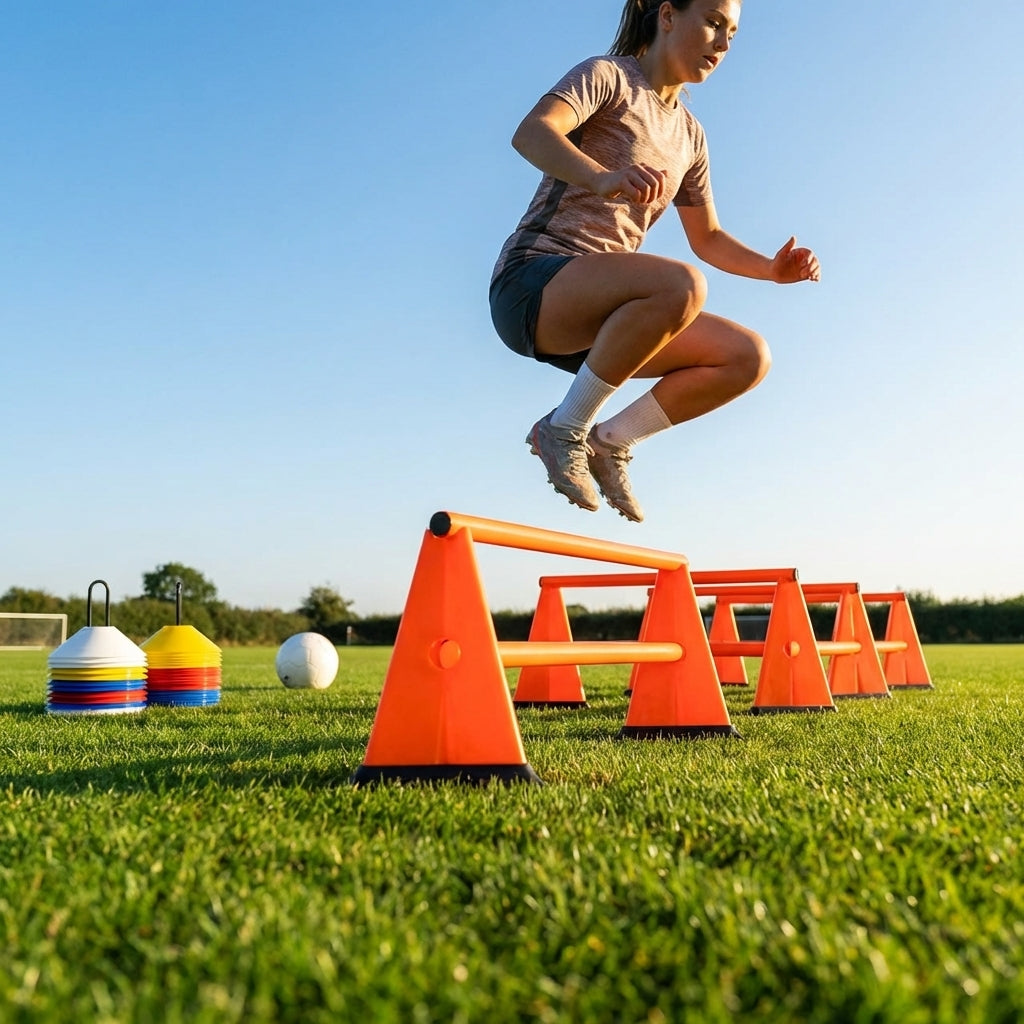 Tri cone hurdles set for sports training available in multiple colours