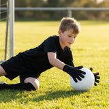 Goalkeeper gloves with latex grip and mesh backhand