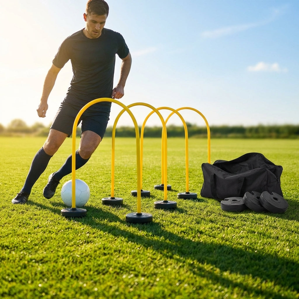 Football training passing arcs made of 34mm PVC